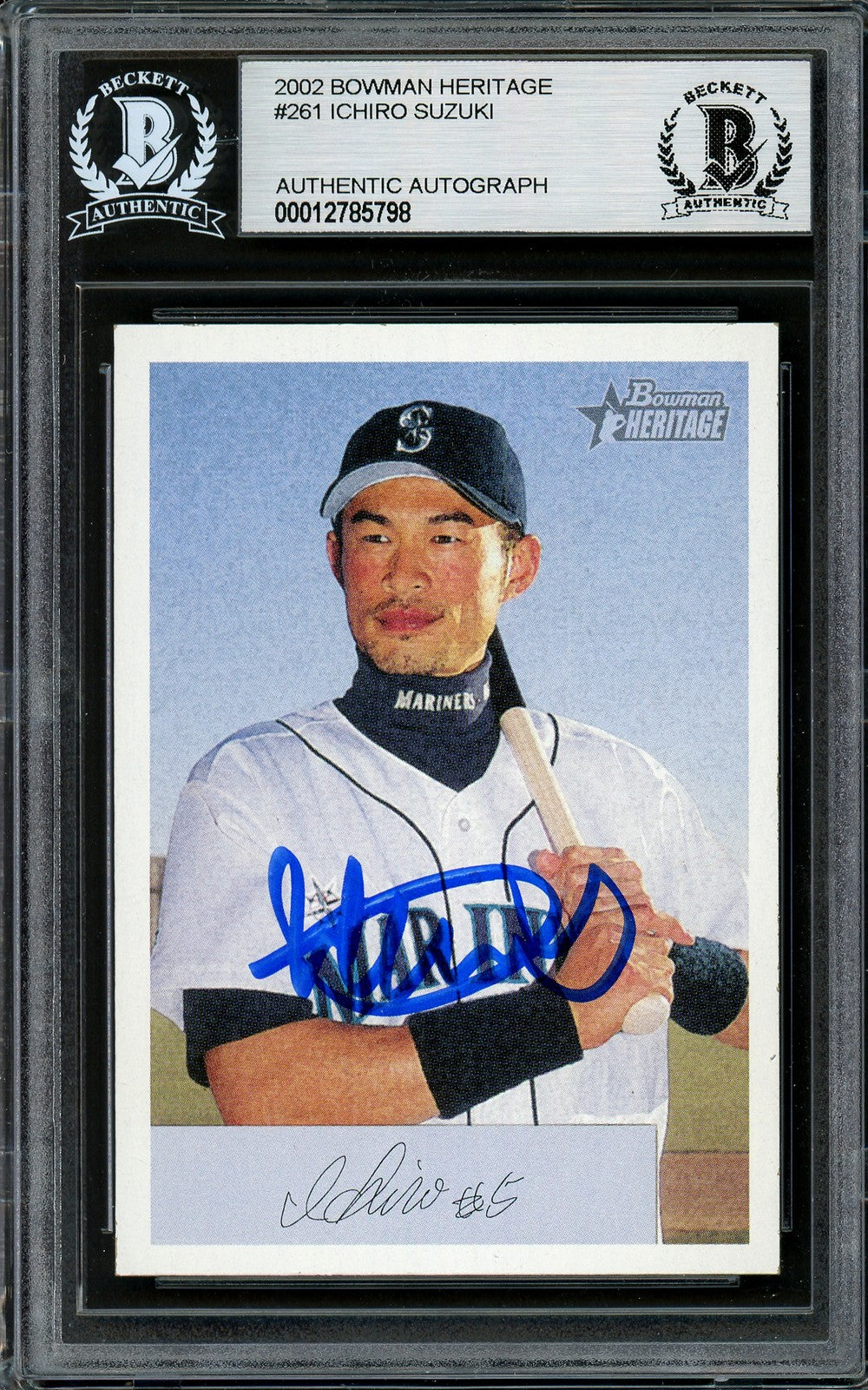 Ichiro Suzuki Signed 2002 Bowman Heritage Card #261 Seattle Mariners Beckett BAS