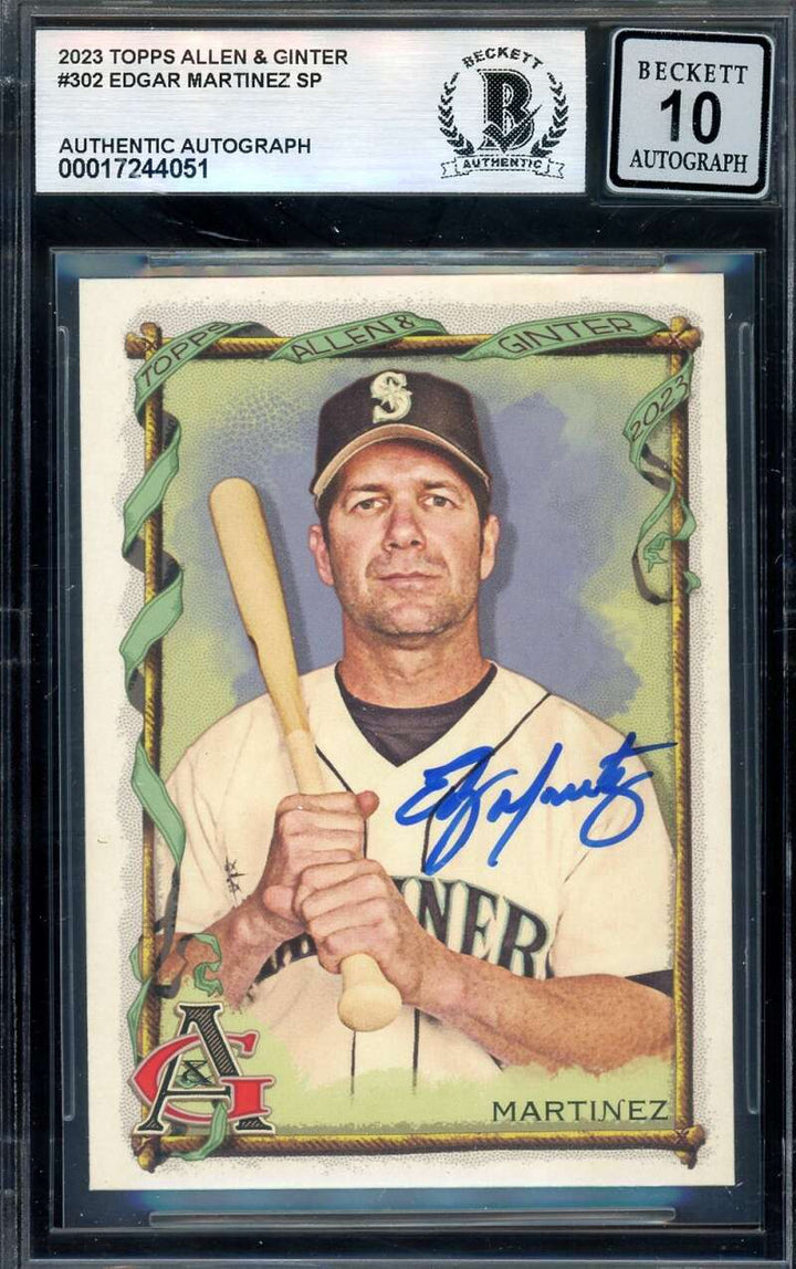 Edgar Martinez Gem Mint 10 Beckett BAS Signed 2023 Topps Allen  Ginter Autograph