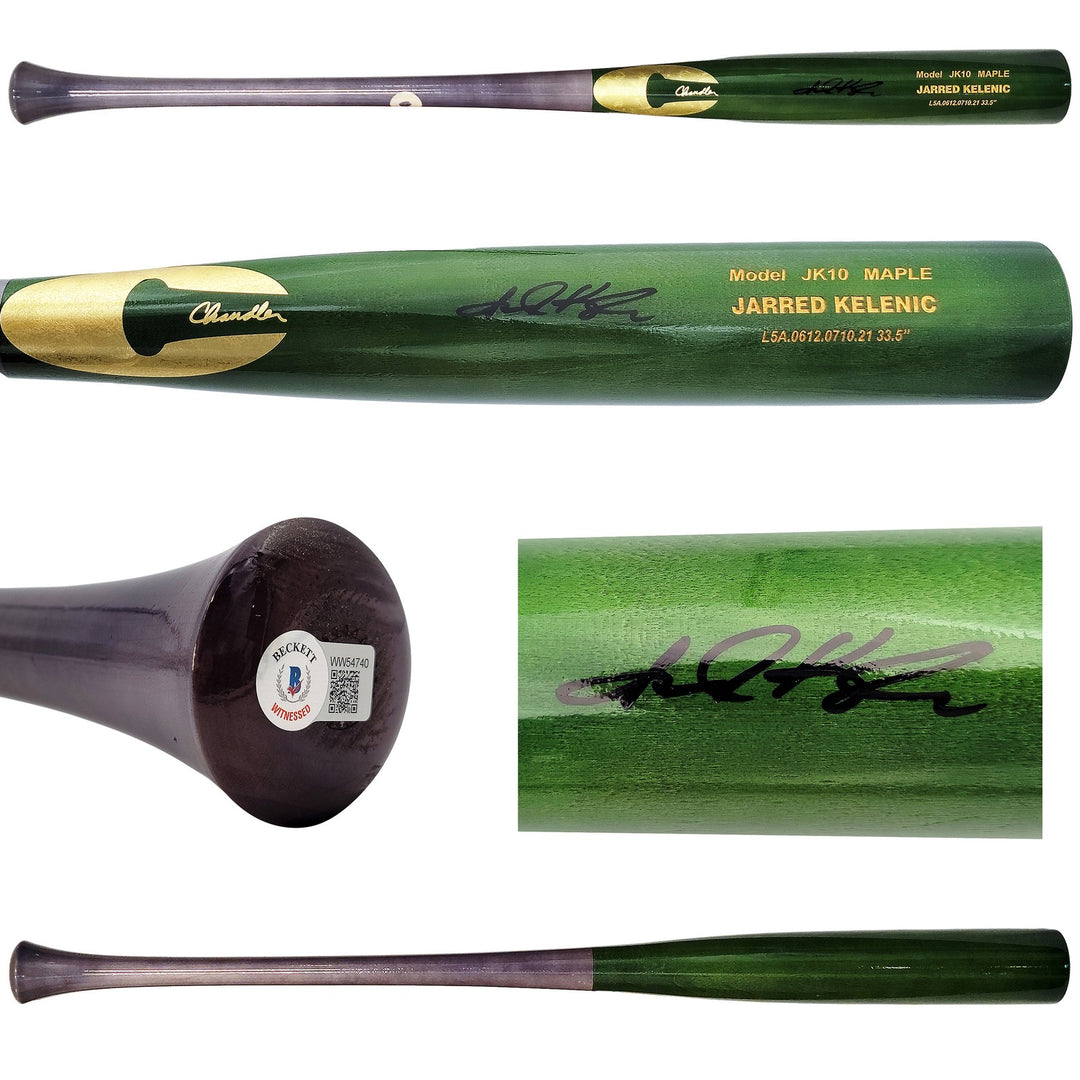 Jarred Kelenic Auto Signed Green Chandler Game Model Bat Atlanta Braves Beckett