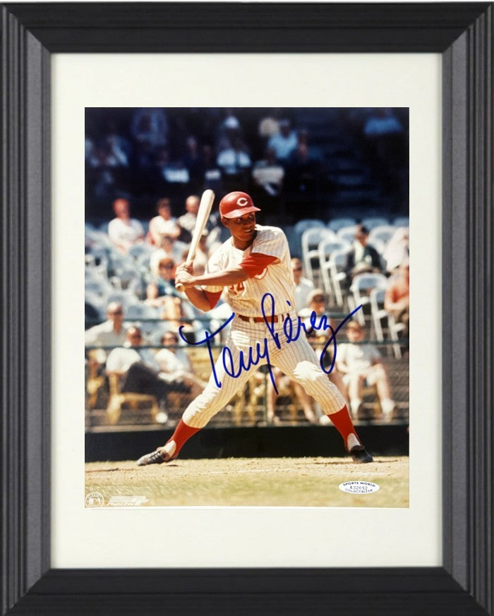 Tony Perez signed Cincinnati Reds MLB 8x10 Photo Framed- Sports World COA (HOF)