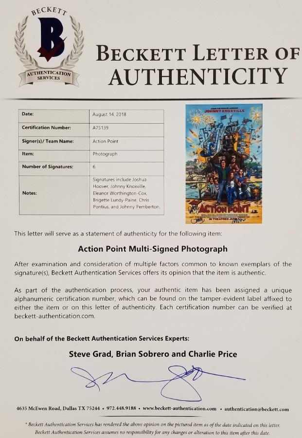 ACTION POINT Cast (6) Signed 11x17 Photo KNOXVILLE PONTIUS #2 ~ Beckett BAS COA
