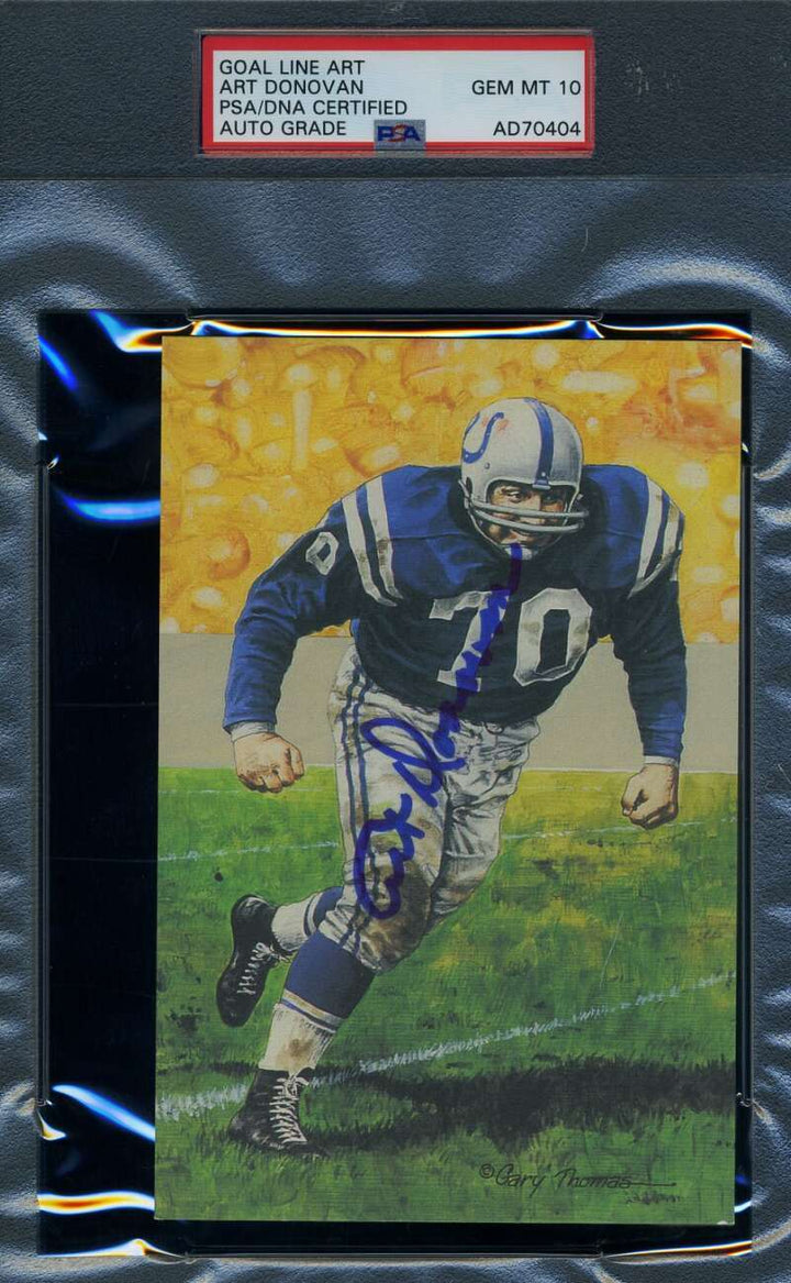 Art Donovan Gem Mint 10 PSA DNA Signed Goal Line Art Card GLAC Autograph