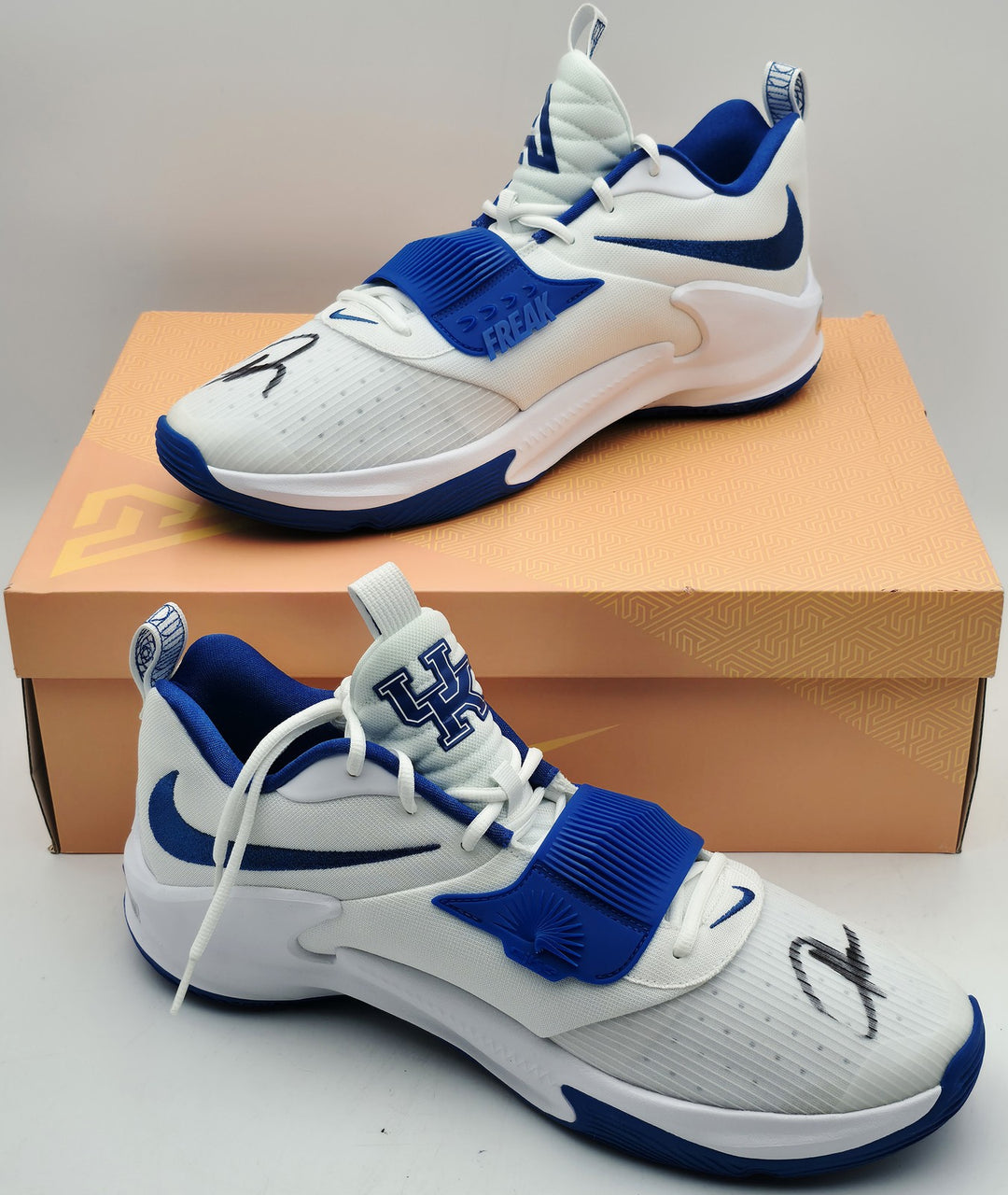 Giannis Auto 2021 PE Promo Kentucky Nike Zoom Freak 3 Game Shoes Size 16 Beckett