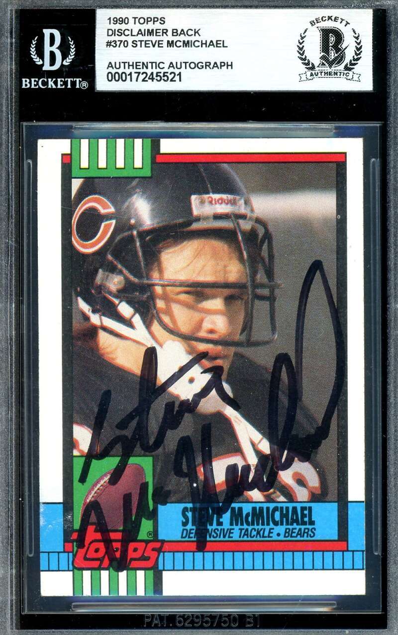 Steve McMichael Beckett BAS Signed 1990 Topps Autograph
