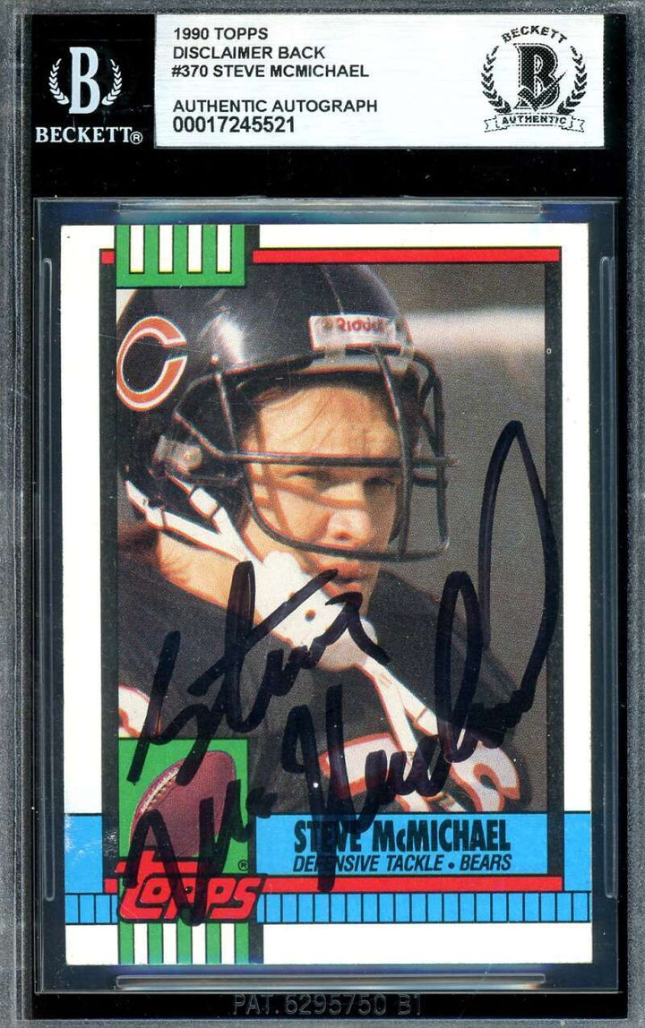 Steve McMichael Beckett BAS Signed 1990 Topps Autograph