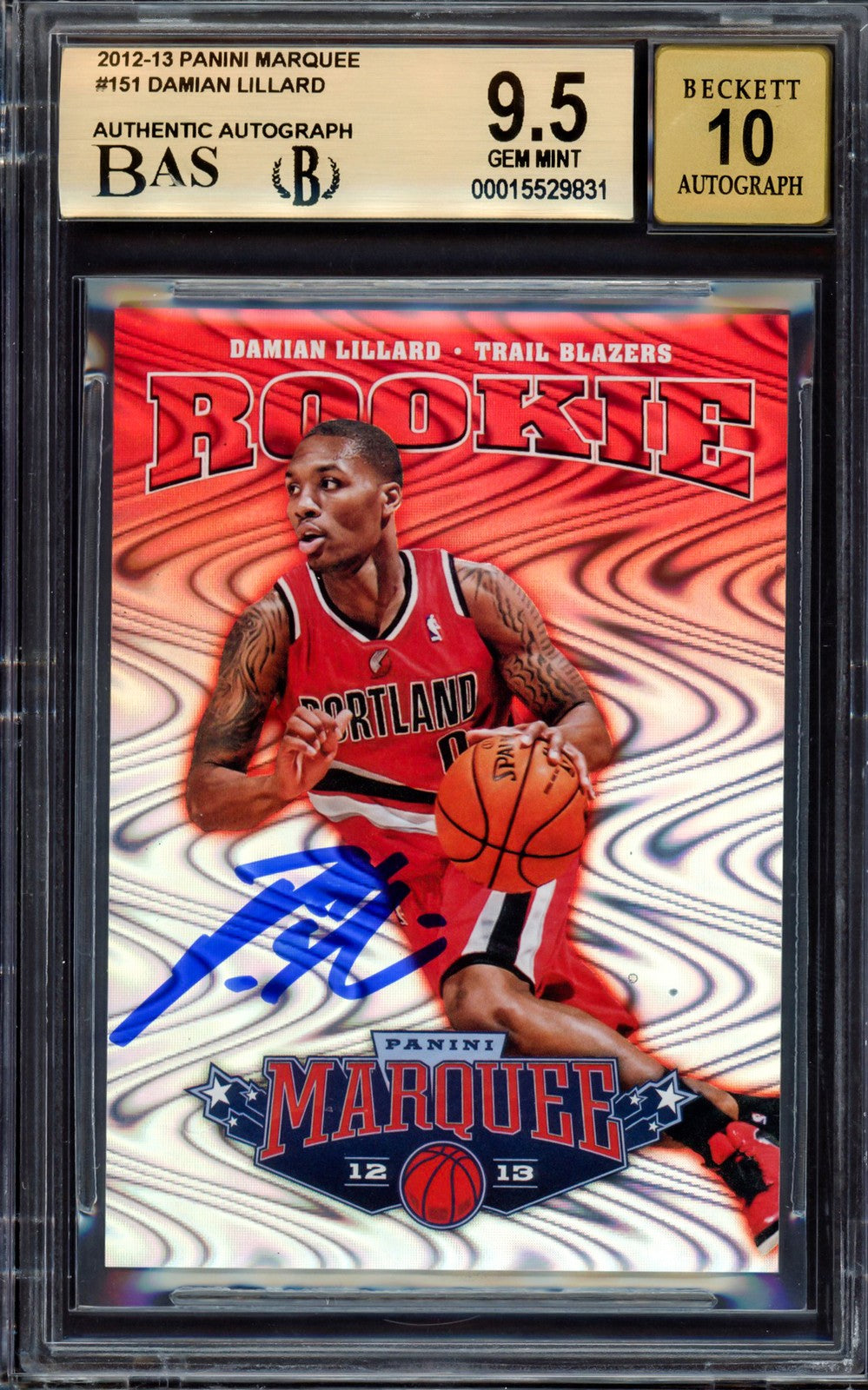 Damian Lillard Auto Signed 2012-13 Panini Marquee RC 151 BGS 9.5 Sig 10 Beckett