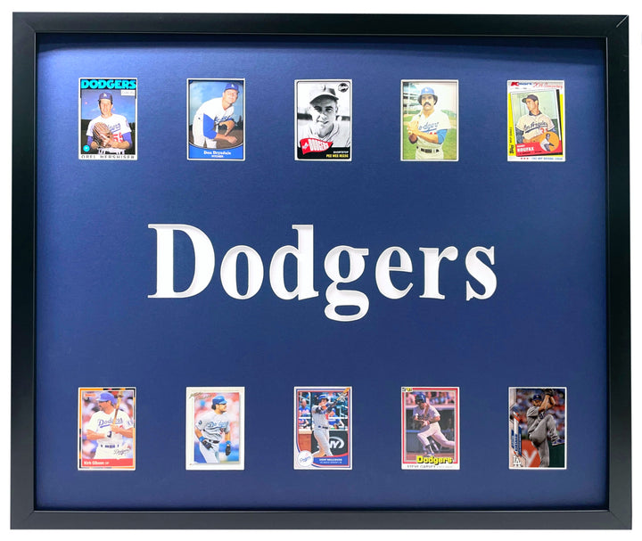 Los Angeles Dodgers Legends Framed 10 Baseball Card Collage Lot Koufax Kershaw