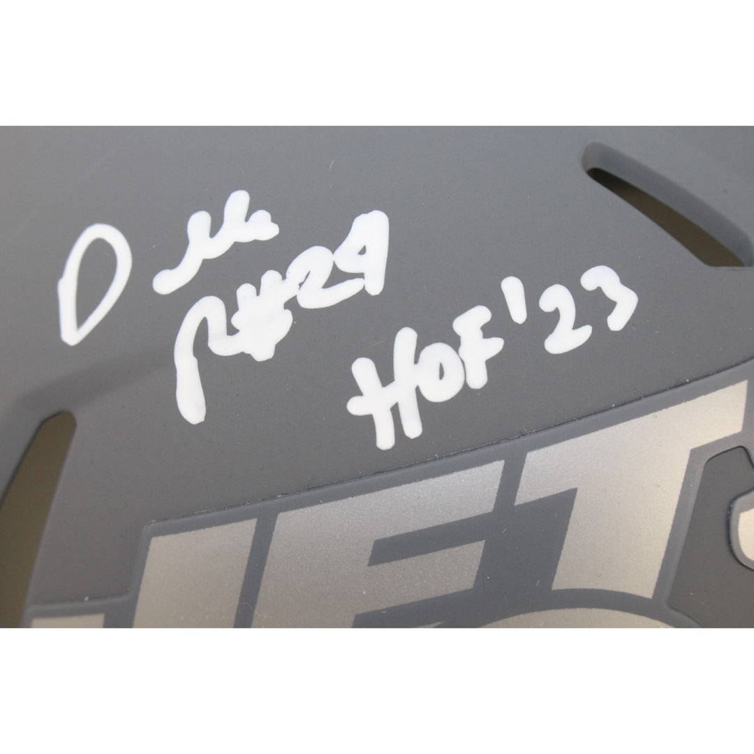 Darrelle Revis Autographed New York Jets Slate Mini Helmet HOF Beckett 53659