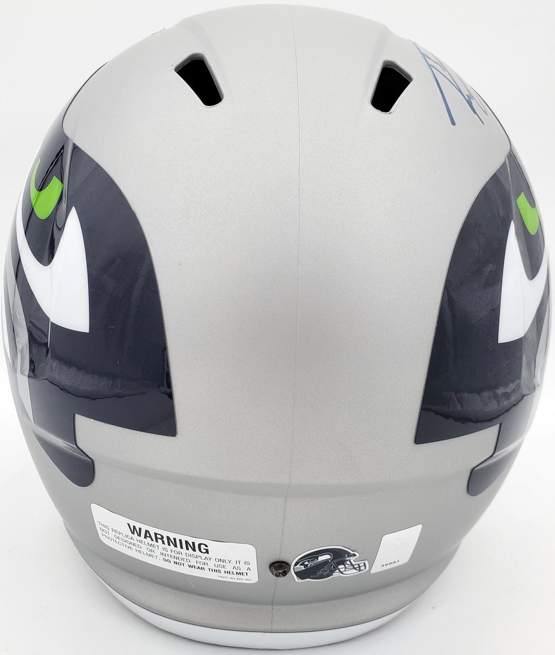 Russell Wilson Signed Seahawks Gray AMP Full Size Speed Replica Helmet In Blue