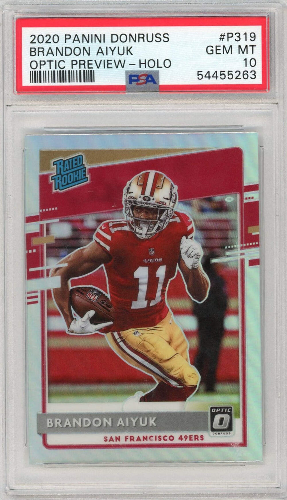 Graded 2020 Donruss Brandon Aiyuk #P319 Optic Preview Holo Football Card PSA 10