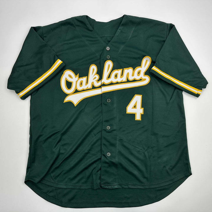Autographed/Signed Lawrence Butler Oakland Green Jersey Beckett BAS COA