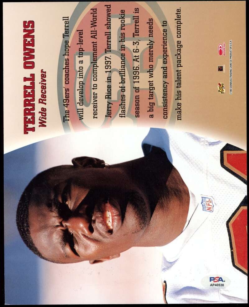Terrell Owens PSA DNA Autograph 1997 Leaf 8x10 Photo Signed