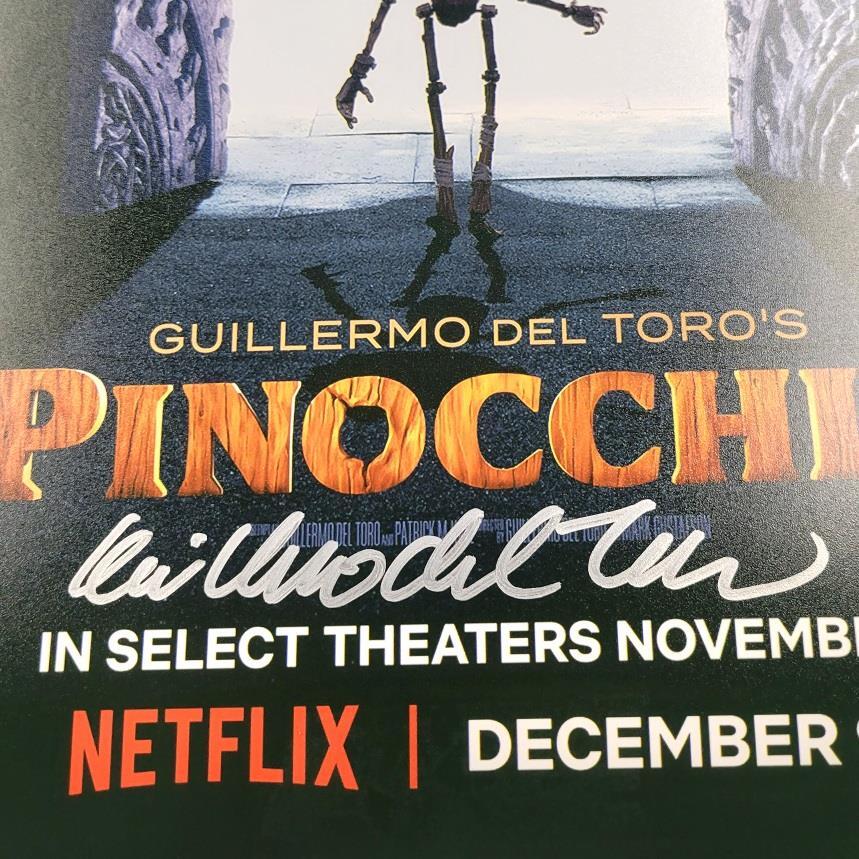 Guillermo del Toro signed Pinocchio 12x18 photo poster autograph (A) Beckett BAS