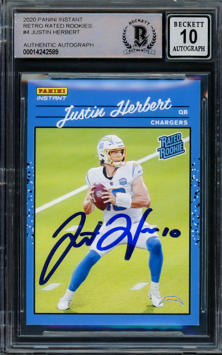 Justin Herbert Auto 2020 Panini Instant Rated RC RR4 Chargers Auto GM 10 Beckett