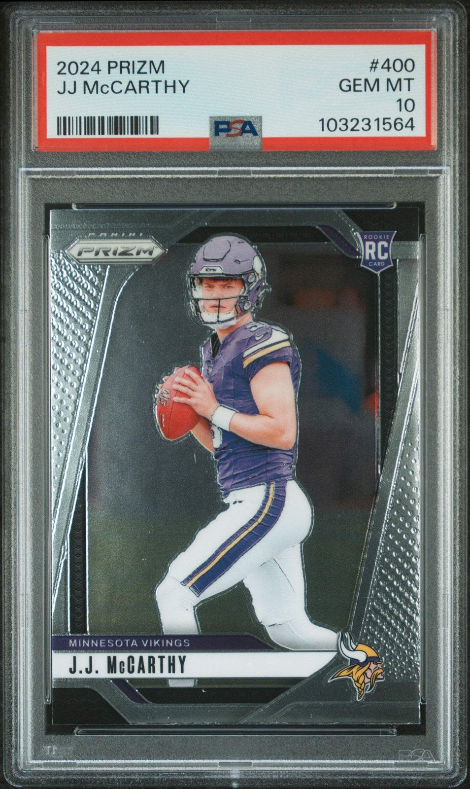 Graded 2024 Panini Prizm JJ McCarthy #400 Rookie RC Football Card PSA 10