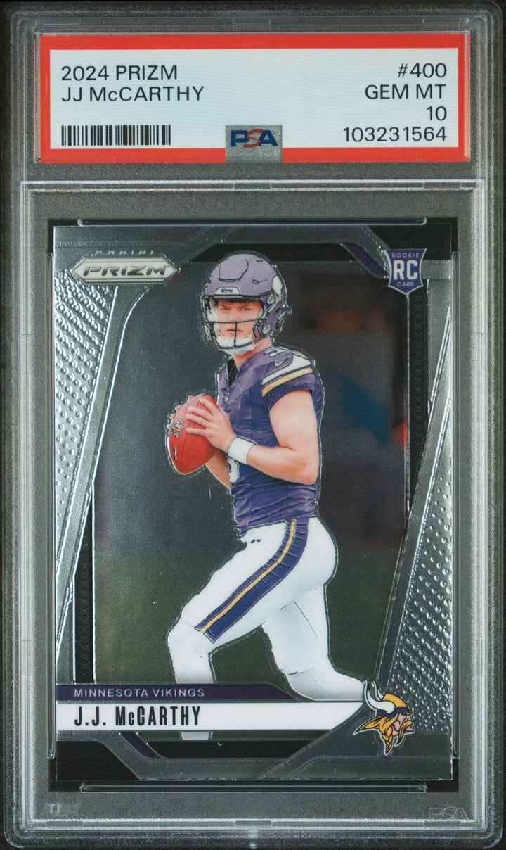 Graded 2024 Panini Prizm JJ McCarthy #400 Rookie RC Football Card PSA 10