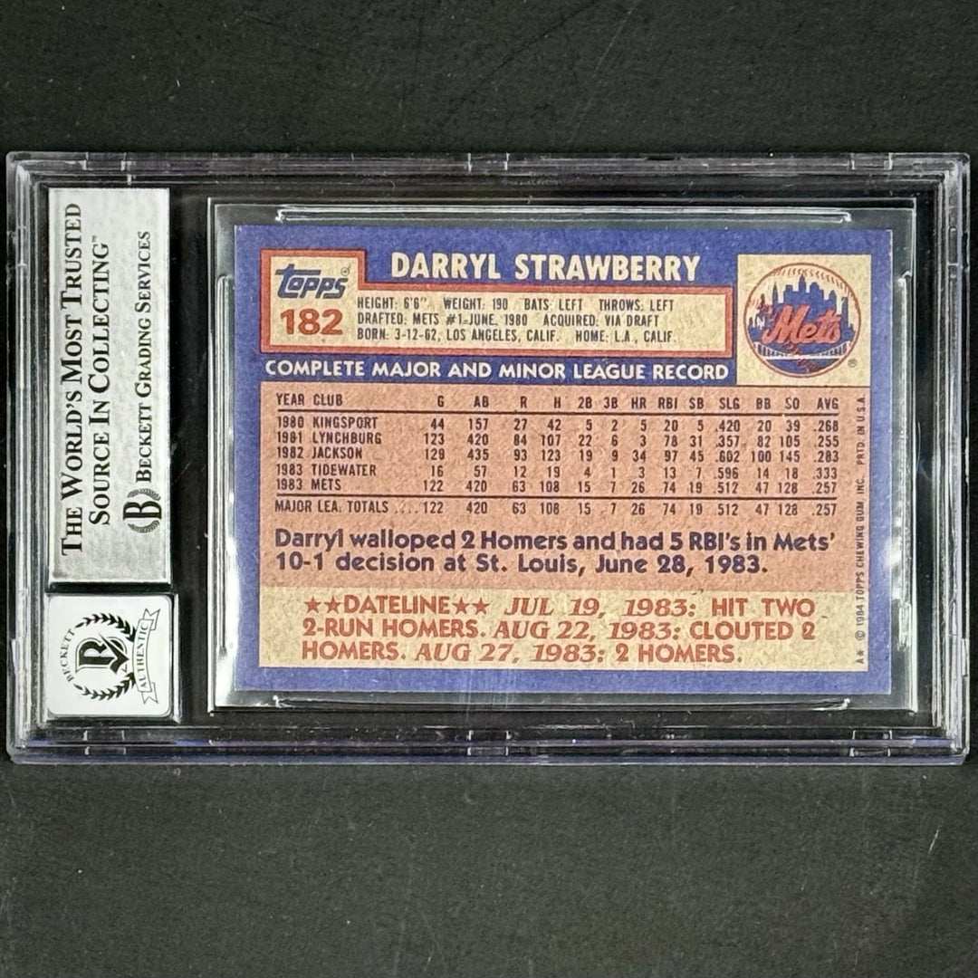 Darryl Strawberry signed 1984 Topps #182 Mets RC rookie card BAS BGS 10 Auto