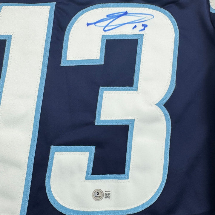 Autographed/Signed Gabriel Vilardi Winnipeg Blue Jersey Beckett BAS COA