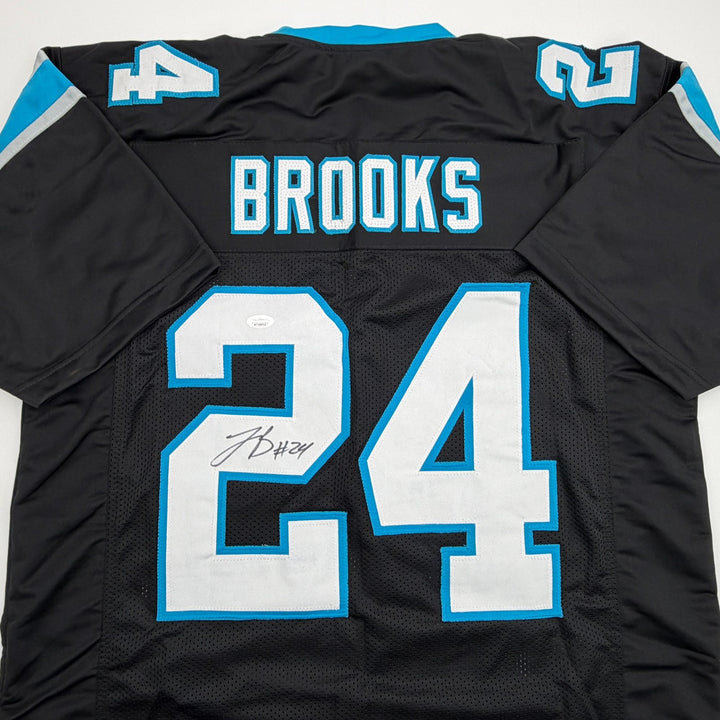 Autographed/Signed Jonathon Brooks Carolina Black Football Jersey JSA COA