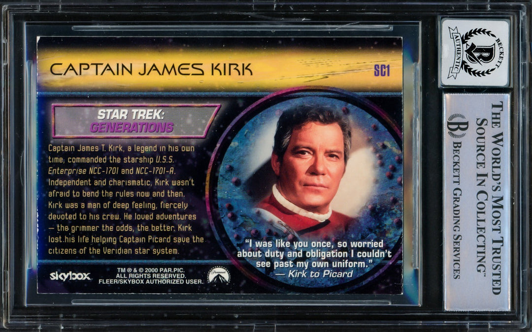 William Shatner Auto 2000 Fleer Skybox Cinema Card SC1 Star Trek Sig 10 Beckett