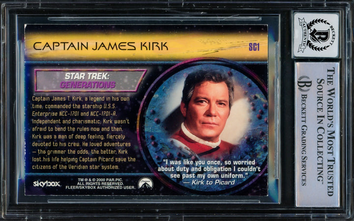 William Shatner Auto 2000 Fleer Skybox Cinema Card SC1 Star Trek Sig 10 Beckett