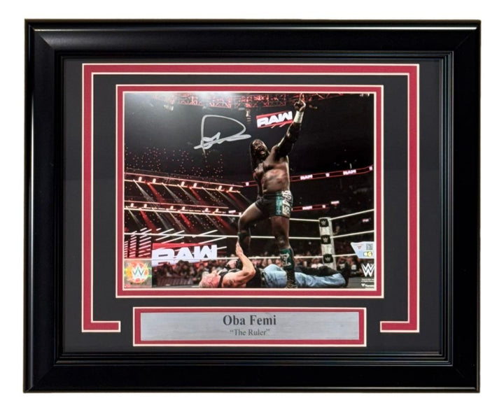 Oba Femi Signed Framed 8x10 WWE Photo w/ Brock Lesnar Fanatics
