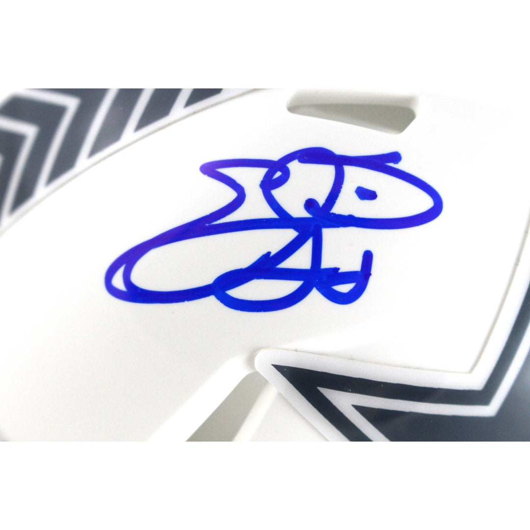 Emmitt Smith Autographed Dallas Cowboys 24 STS Mini Helmet Beckett Witness 51443
