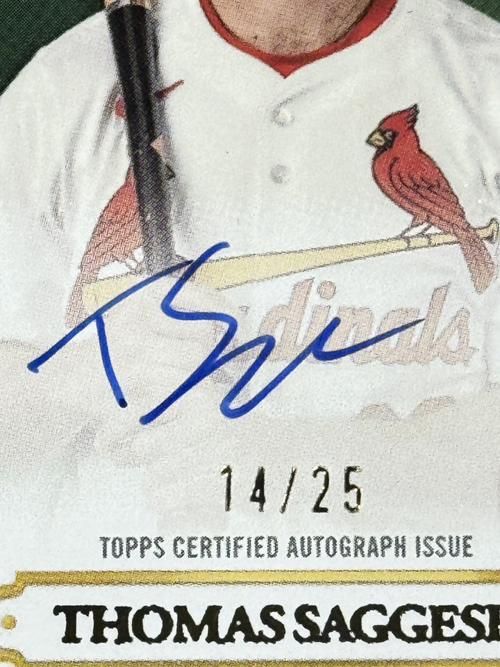 2025 Topps Gilded Gallery Of Gold Thomas Saggese Auto /25 RC St Louis Cardinals