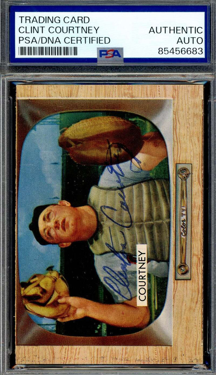 Clint Courtney PSA DNA Vintage Signed 1955 Bowman Key Card Autograph