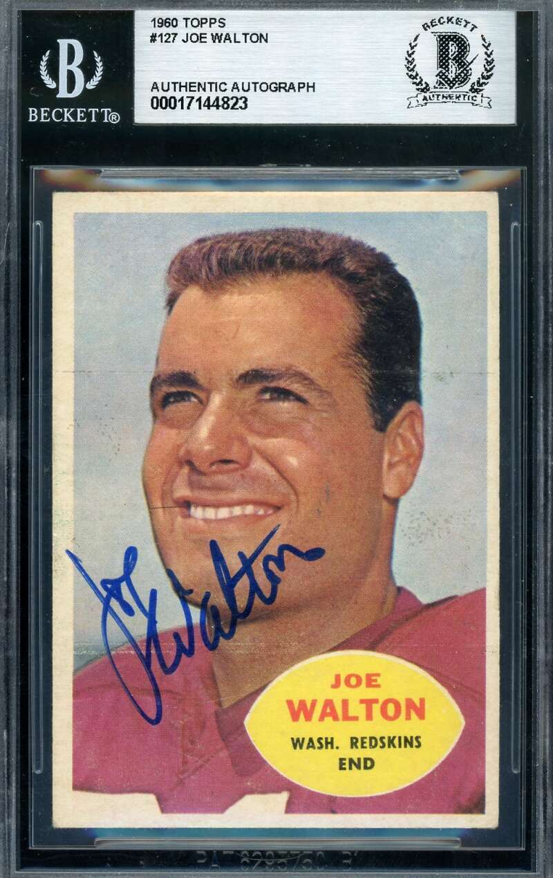 Joe Walton Beckett BAS Signed 1960 Topps Rookie Autograph