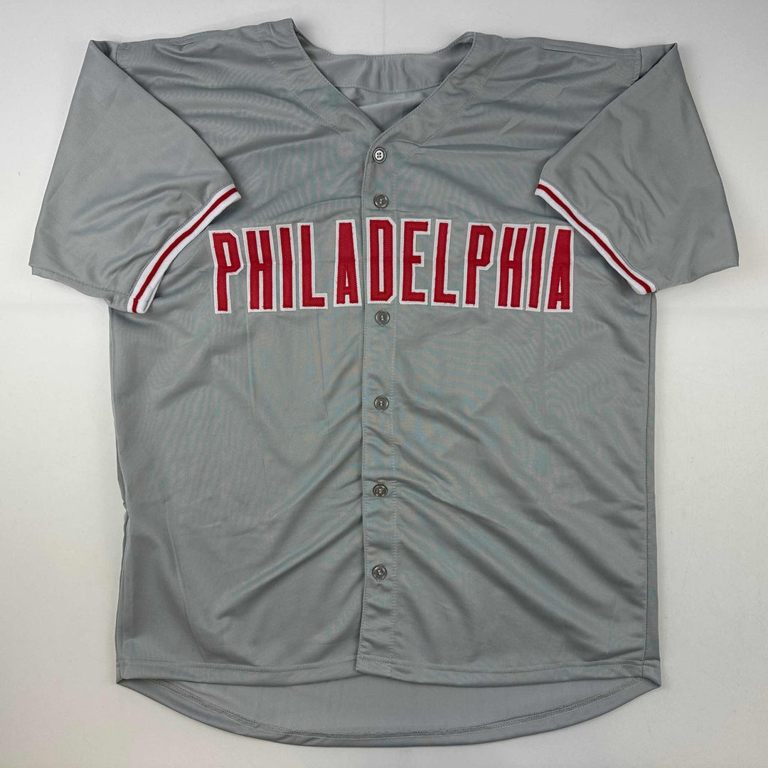 Autographed/Signed Trea Turner Philadelphia Grey Jersey Beckett BAS COA