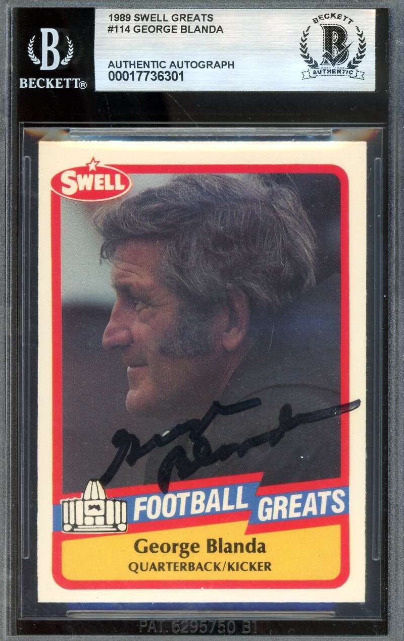 George Blanda Beckett BAS Signed 1989 Swell Greats Autograph