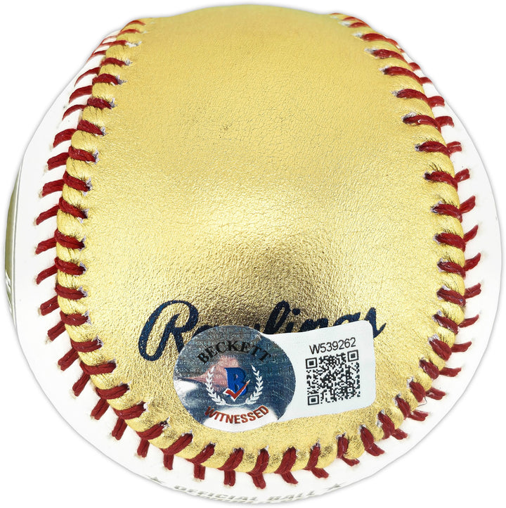 Framber Valdez Auto Off. Gold 2022 WS Logo Baseball Astros Beckett Wit W539262