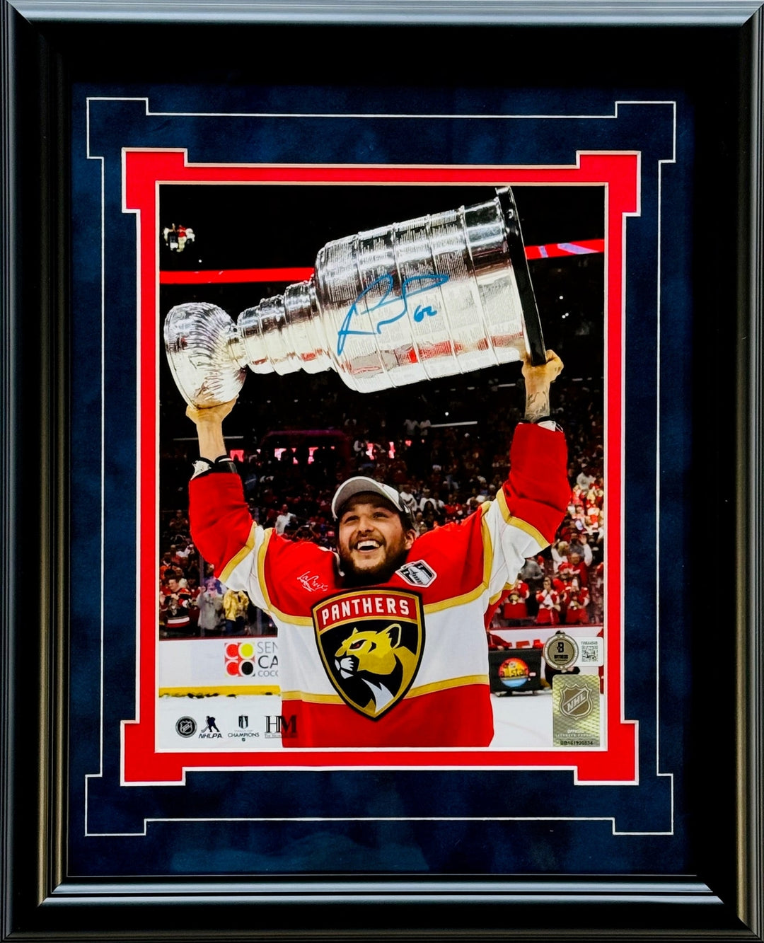 Brandon Montour Signed Panthers 8x10 Framed Photo Raising Stanley Cup (Beckett W