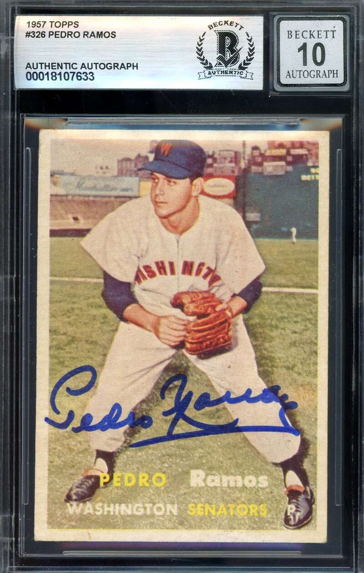 Pedro Ramos Gem Mint 10 Beckett BAS Signed 1957 Topps Autograph