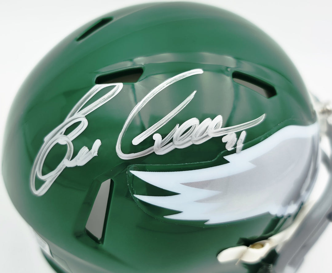 Eric Allen Signed Eagles Kelly Green 1974-95 Throwback Speed Mini Helmet Beckett