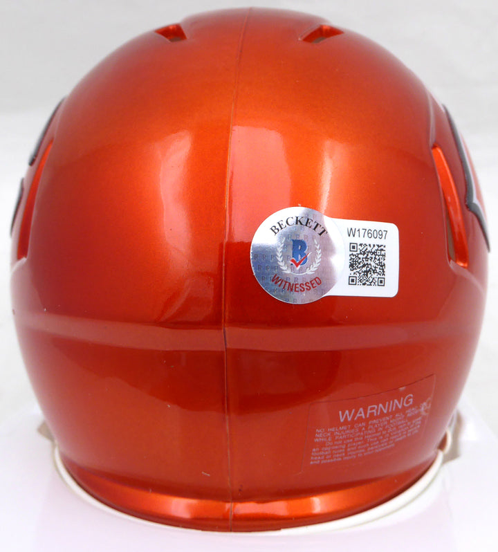 Justin Fields Autographed Orange Flash Mini Helmet Bears Beckett QR W176097
