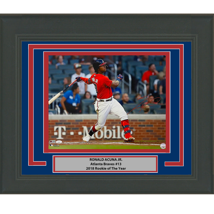 Framed Autographed/Signed Ronald Acuna Jr. Atlanta Braves 16x20 Photo JSA COA #8