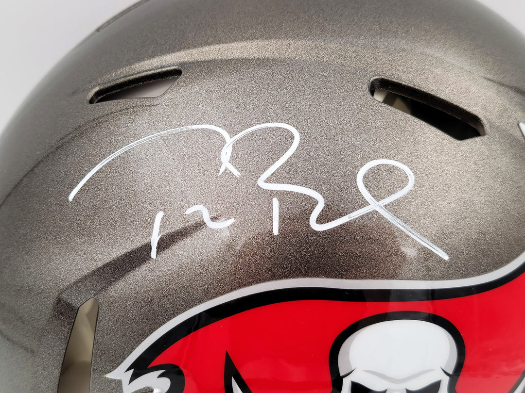 Tom Brady Signed Buccaneers Gray Full Size Authentic Speed Helmet Fanatics Holo