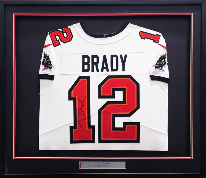 Buccaneers Tom Brady Signed Framed White Authentic Nike Jersey Fanatics Holo