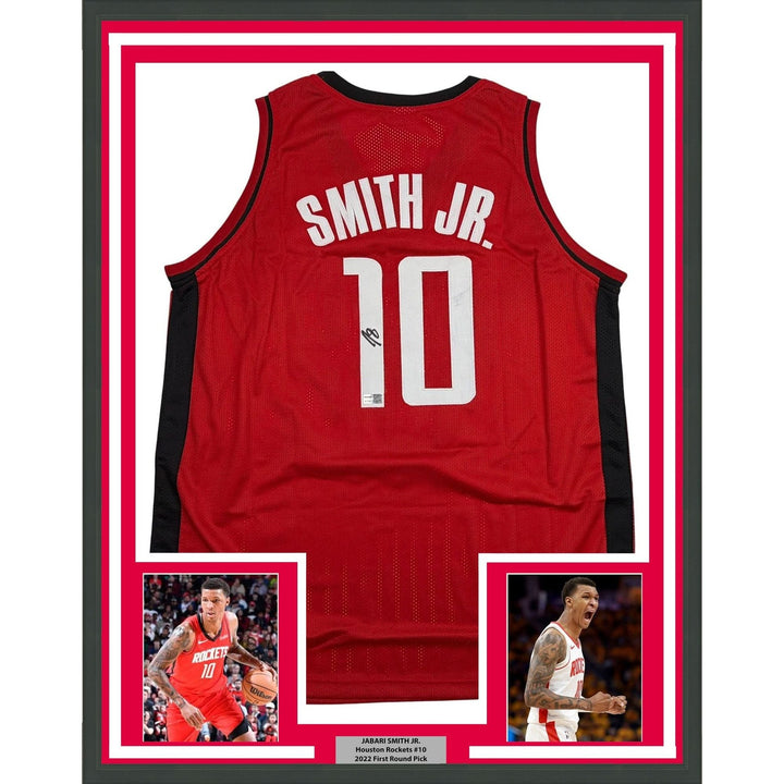 Framed Autographed/Signed Jabari Smith Jr. 35x39 Houston Jersey Tristar COA