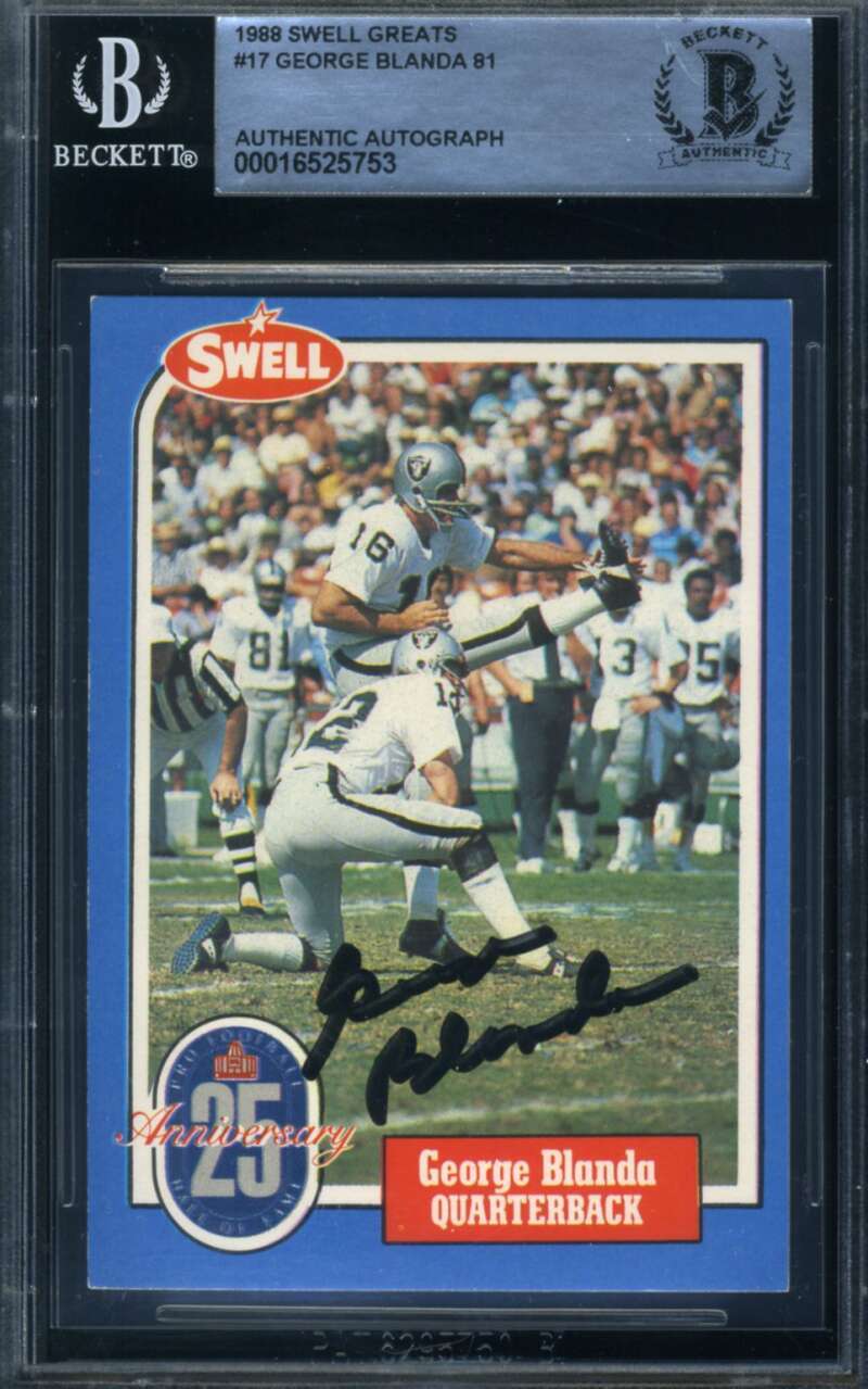George Blanda Beckett BAS Signed 1988 Swell Greats Autographed