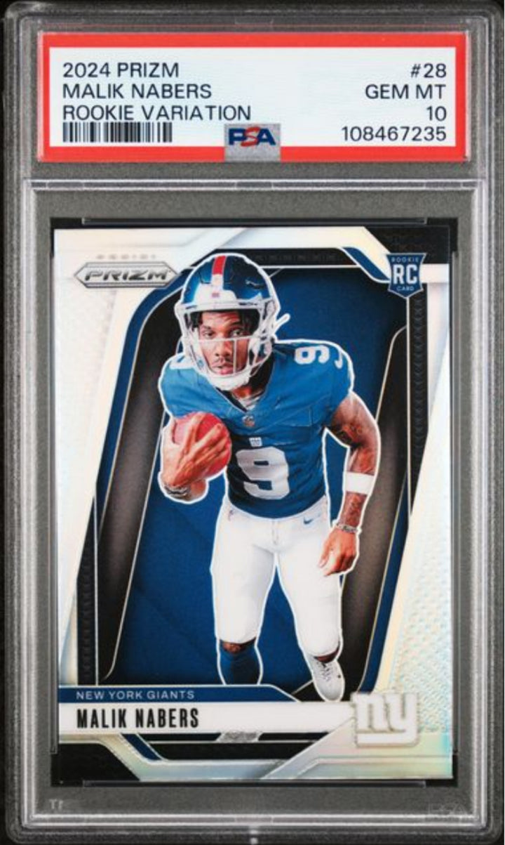 Graded 2024 Panini Prizm Malik Nabers #8 Rookie Variation Rookie RC Card PSA 10