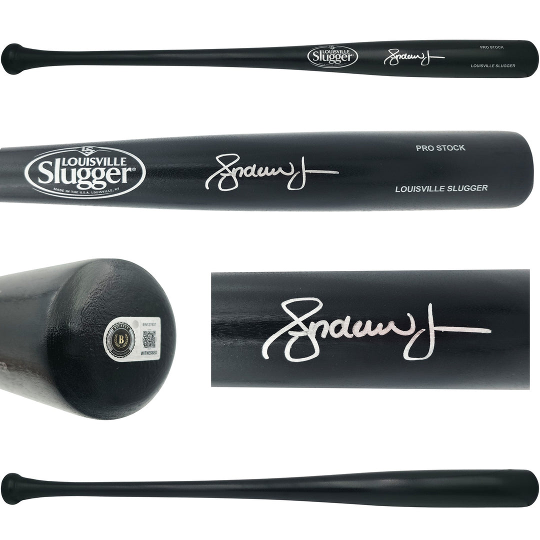 Andruw Jones Signed Black Louisville Slugger Pro Stock Baseball Bat BAS Witness
