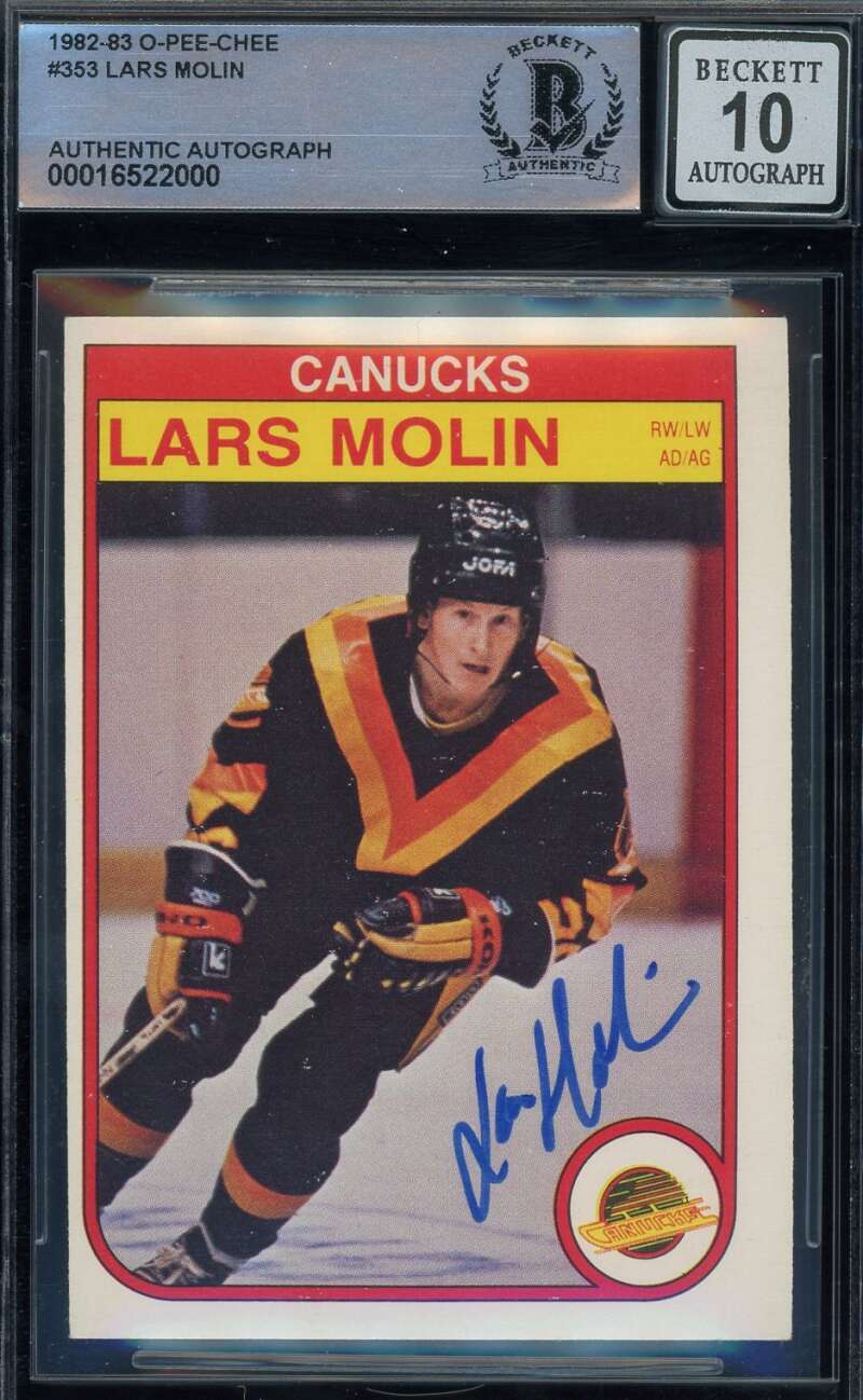 Lars Molin Gem Mint 10 Beckett BAS Signed 1982-83 O-Pee-Chee Rookie Autograph