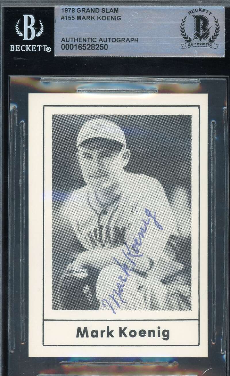 Mark Koenig Beckett BAS Signed 1978 Grand Slam Autograph