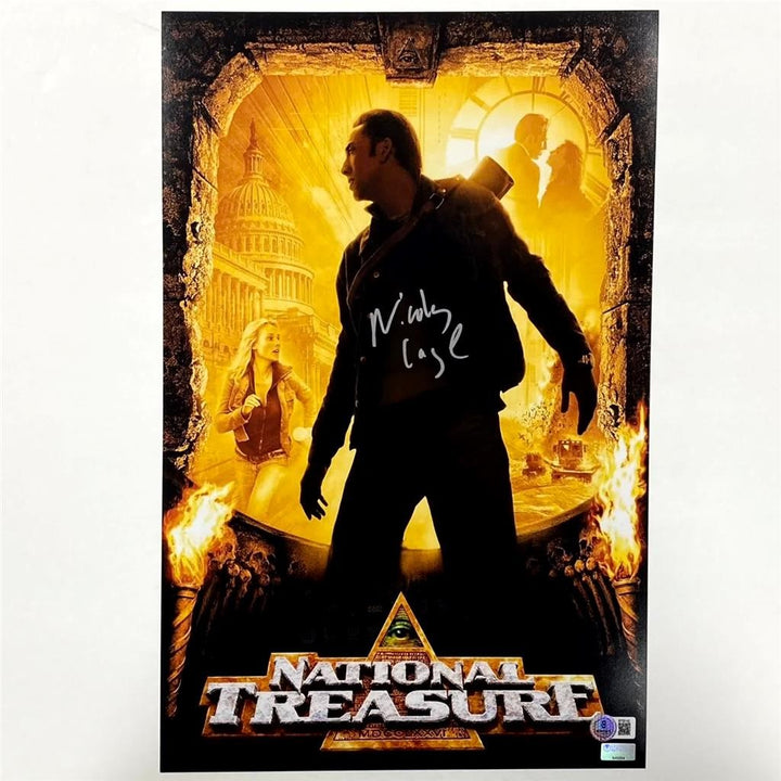 RARE Nicolas Cage FULL AUTO signed National Treasure 11x17 Photo ~ Beckett BAS