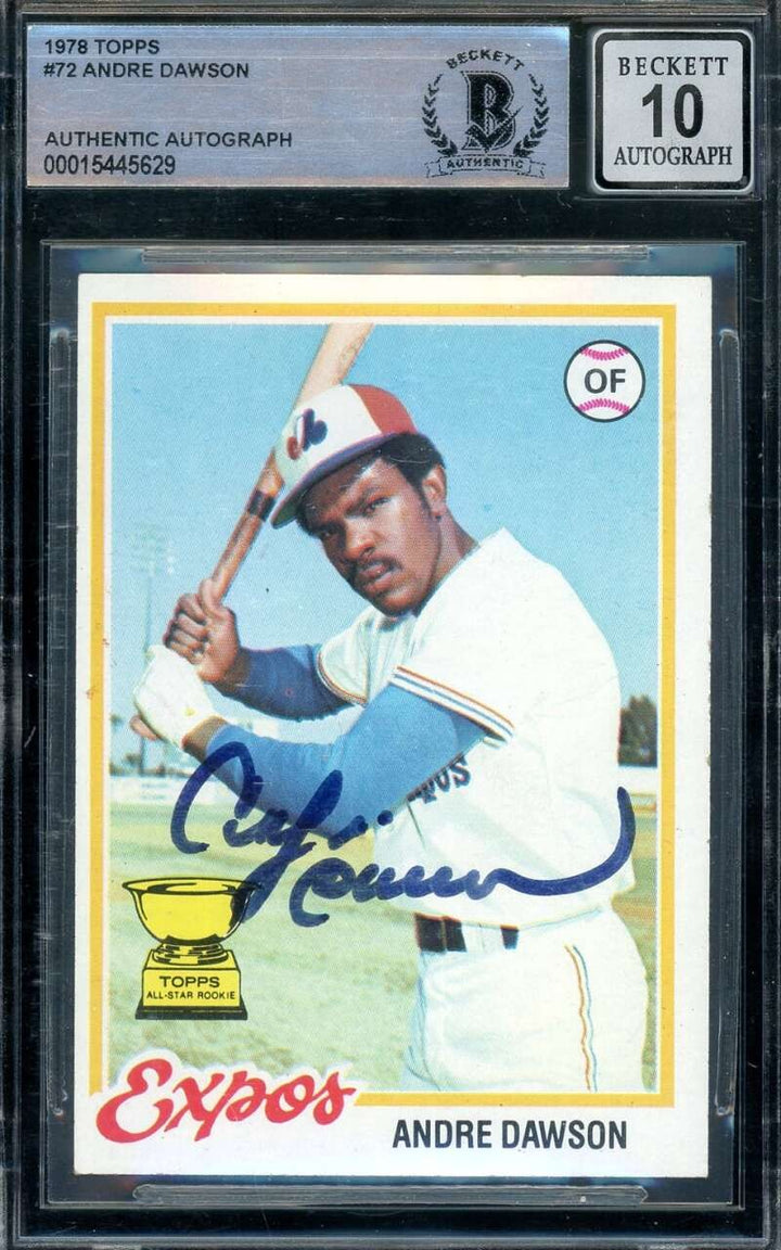 Andre Dawson Gem Mint 10 Beckett BAS Signed 1978 Topps Autograph