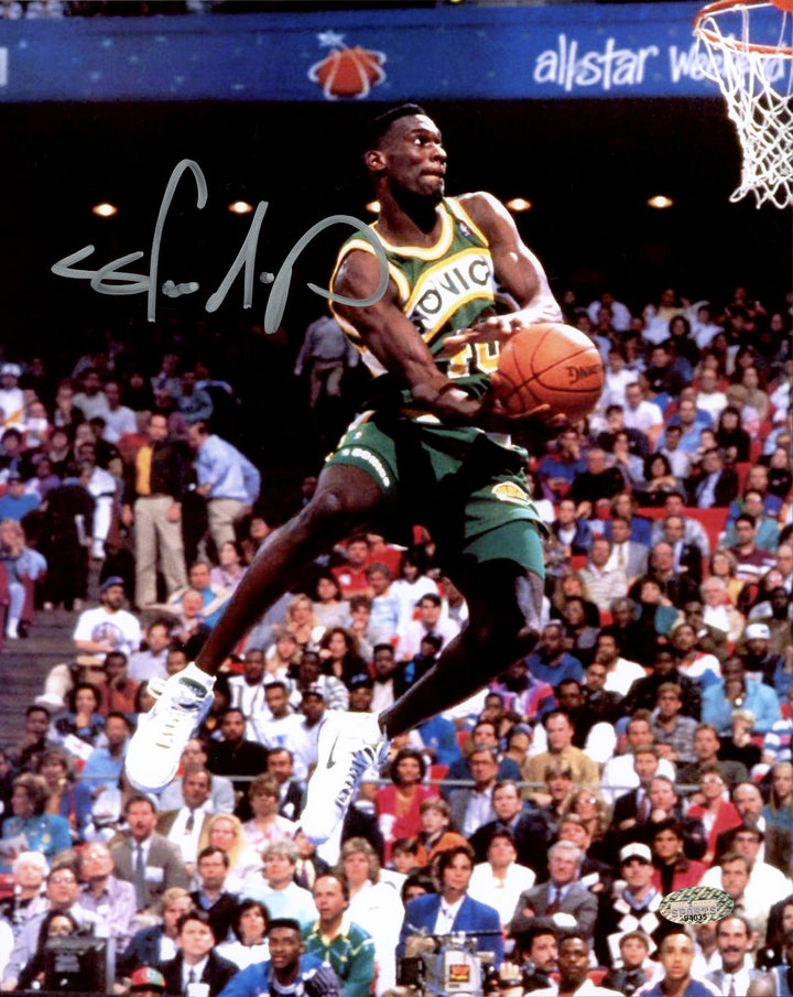 Shawn Kemp Signed Framed 8x10 Photo Supersonics Slam Dunk Contest MCS Holo