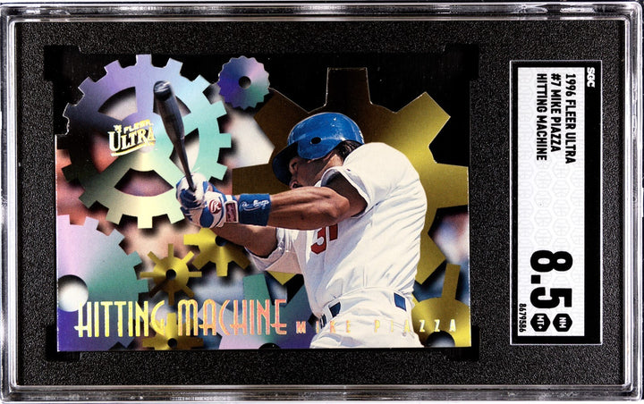 Mike Piazza 1996 Fleer Ultra Hitting Machine Die-Cut Card- SGC Graded 8.5 NM-MT+